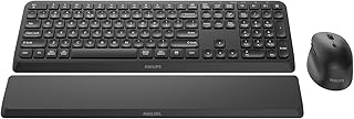 Bluetooth Keyboard and Mouse Combo - Bluetooth 2.4Ghz Wireless Keyboard and Mouse,Ergonomic Design with Palm Rest,3-Device Connectivity, 5 DPI Mouse, Long Battery for Office & Home -Black