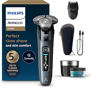 Sponsored Ad - Philips Norelco Shaver i9000, Wet & Dry Electric Shaver, Taubenblau, SenseIQ Technology, Triple Lift & Cut System, 360 Rotating Dual SteelPrecision Precision Blades, Beard Styler, Model
