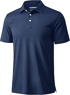 Men's Polo Shirts 3 Buttons Casual Work T Shirts Quick Dry Short Sleeve Golf Shirt Pique Jersey Outdoor Performance