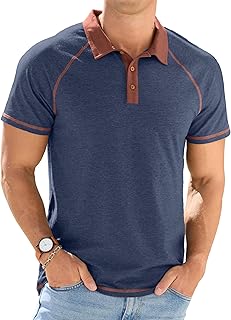 Sponsored Ad - Mens Short Sleeve Polo Shirts Cotton Golf Shirts Fashion Casual Raglan