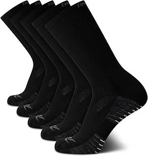 Men's Crew Socks - 5 Pack Comfort Cushion Performance Crew Socks for Men - Classic Black, Size 6-12.5
