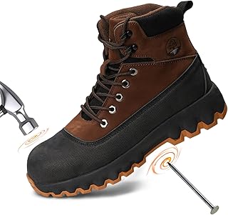 Sponsored Ad - Mens work boots Composite Toe Boots for Men Genuine Leather Rubber Sole No Slip Waterproof Shoes Industrial & Construction Safety boots