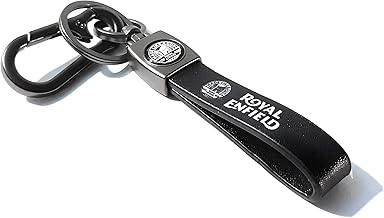 Yaa Catchy Premium Leather & Metal Keychain And Keyring Compatible With Royal Enfield (Black)
