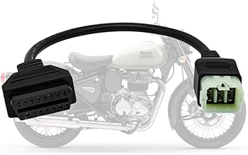 OBD2 Adapter Cable Fit for Royal Enfield Classic 350 Reborn, Himalayan 411, Interceptor 650, Continental GT 650/535 Motorcycle 6 Pin to 16Pin Diagnostic Cable, Work with ELM327 ObdII Code Reader