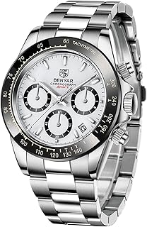 Men's Watch BENYAR Fashion Quartz Movement Wrist Watch Analog Chronograph Business Waterproof and Scratch Resistant Stainless Steel Strap Leisure Sports Watches for Men