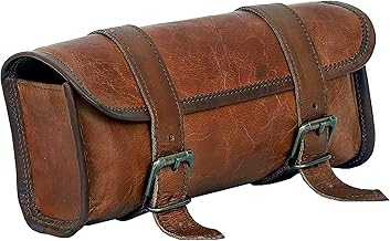 Sponsored Ad - Genuine Leather Handlebar Bicycle Motorcycle Saddle Bag Utility Tool kit Handlebar Travel Accessory Pouch, Motorcycle Small kit Bag, Christmas New Year Gift Idea