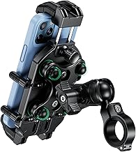 Motorcycle Phone Mount Holder with Vibration Dampener & High-Speed Secure Lock, Anti-Theft Handlebar Cellphone Cradle for Bike Bicycle Scooter ATV, Adjustable Size, Fit 5.4-7.2'' Smartphone