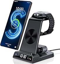 Sponsored Ad - Wireless Charger for Samsung Charging Station with Clock for Samsung Galaxy S25 Ultra/S24 Ultra/Z Fold 7/6/Flip7/Bud, 3 in 1 Android Charging Station, Watch Charger for Samsung Galaxy W