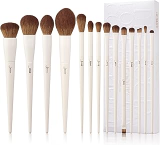 Makeup Brushes 14Pcs Makeup Brush Set Premium Synthetic Powder Foundation Contour Blush Concealer Eye Shadow Blending Liner Make Up Brush Kit Light Grey T329