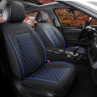 Sponsored Ad - Car Seat Covers Front Pair,Universal Fit for Most Cars,SUV,Sedans and Pick-up Trucks,Automotive Faux Leather Vehicle Cushion Covers(Front Pair,Black/Blue)