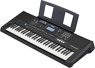 61-Key Touch-Sensitive Advanced Portable Keyboard with Music Rest and Power Adapter, (PSRE473)