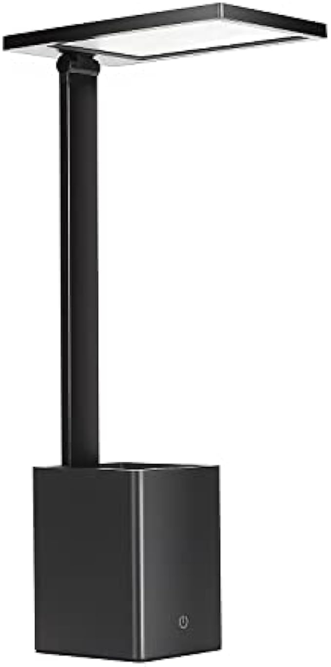 BLINKO Pen Holder Desk Lamp Touch Control Led Table Light Foldable,6500K Daylight,160° Roataion Head Lamp,3 Brightness Levels,Aluminum,for Office,Home,Architect,ETL/FCC Certification,Black